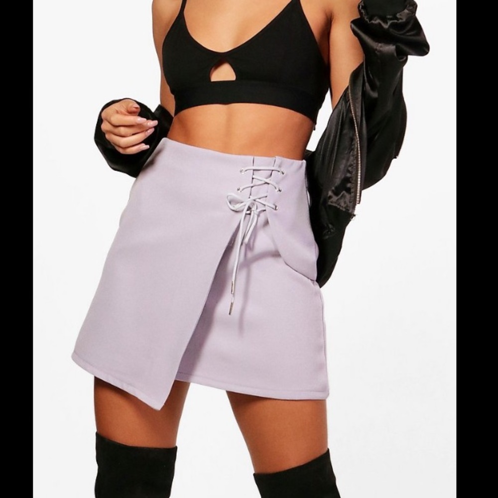 Boohoo Aura Woven Lace Up Skirt